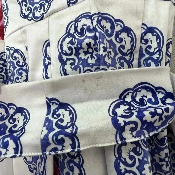 Talbot Mosaic Floral Sateen Fit & Flare Pink Blue Pleated Dress Knee Length Sz 8 - Picture 4 of 16